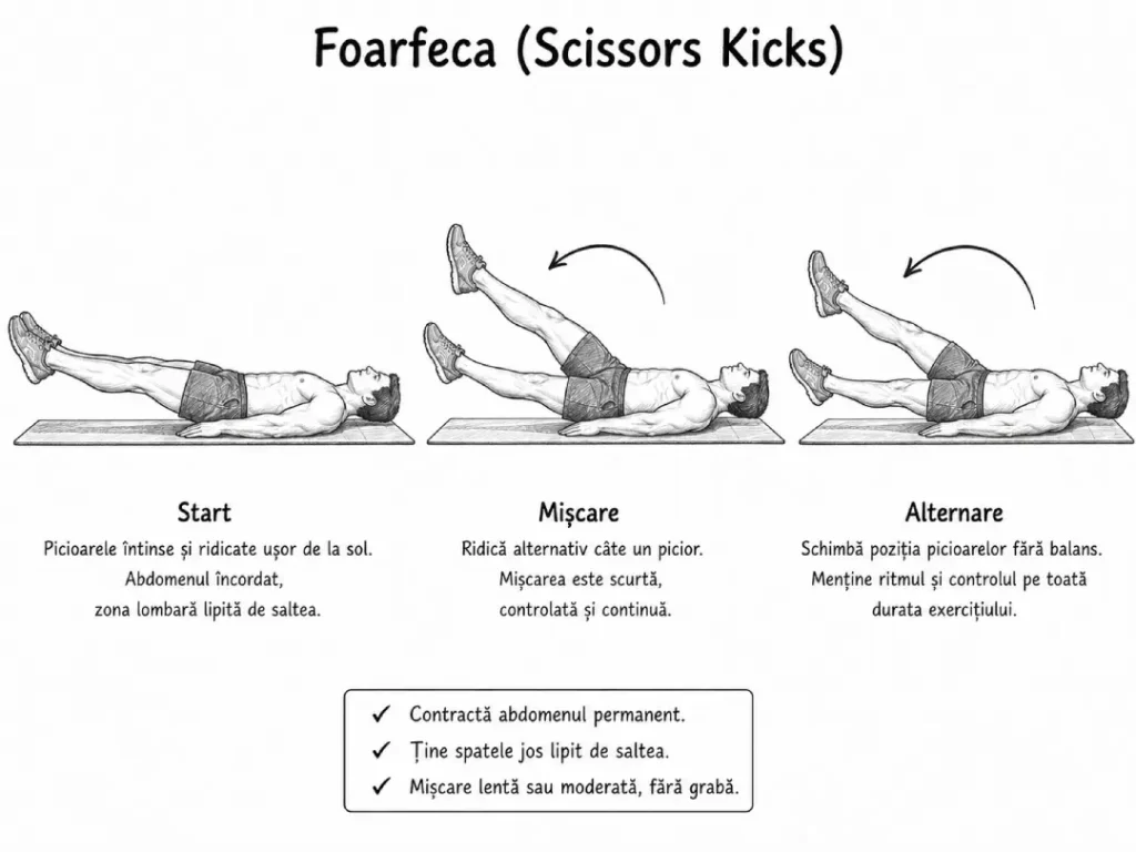 exercitii abdomen foarfeca